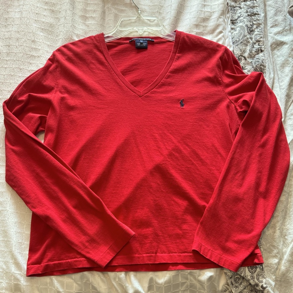Long Sleeve V Neck Ralph Lauren Shirt